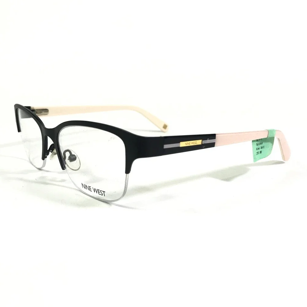 Nine West Eyeglasses Frames NW1076 001 Nude Black Cat Eye Half Rim 50-18-130